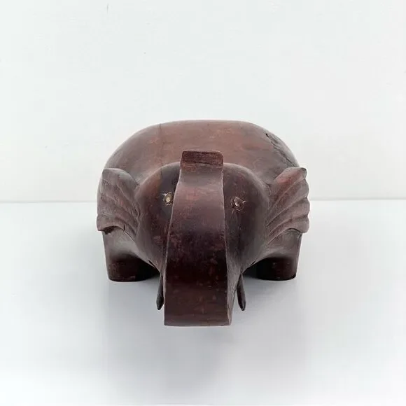 Vintage 1950's Opium Den Pillow: Hand-Carved 16 Chinese Wood Elephant Pillow